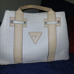 GUESS Cream and Tan Tote Bag